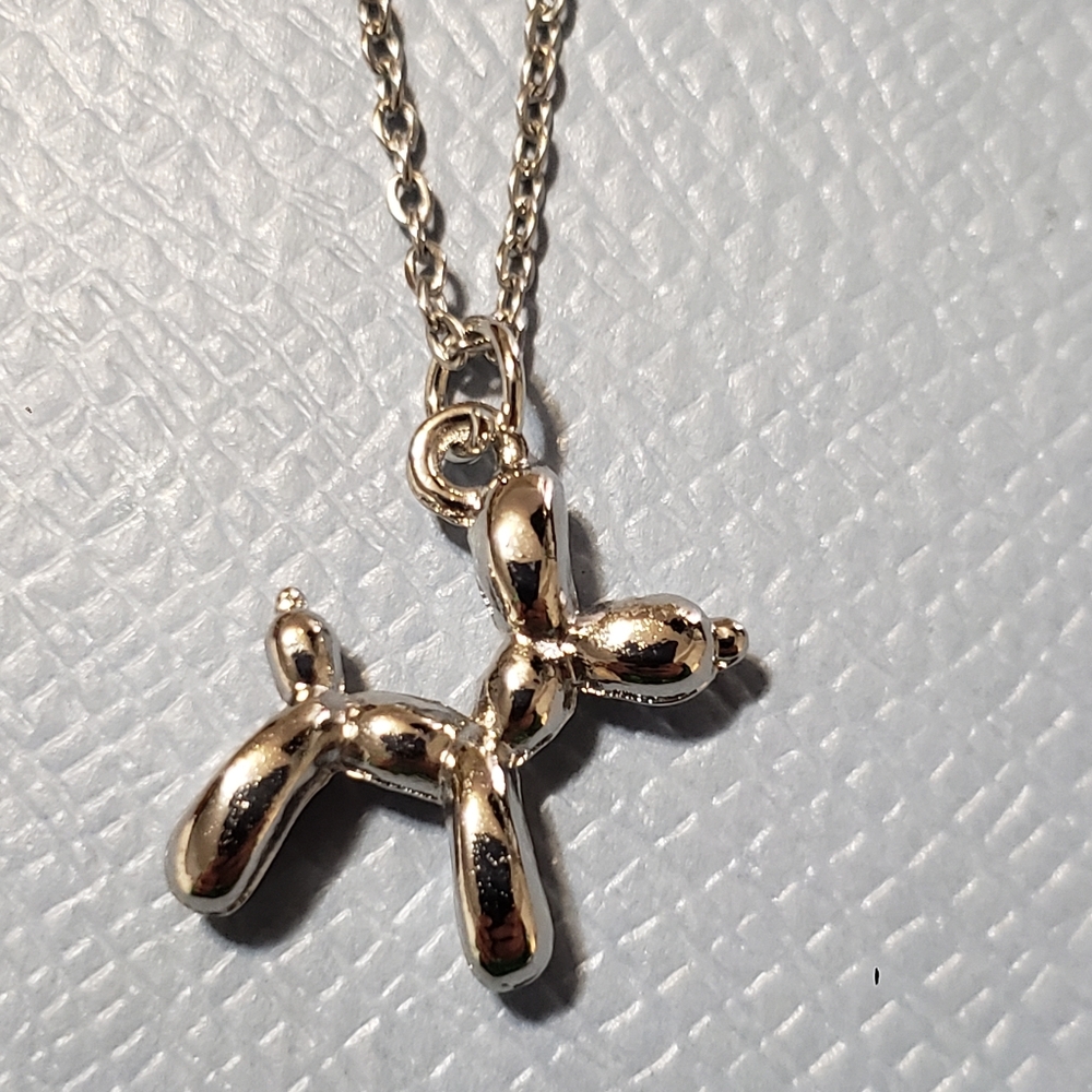 Silver Balloon Dog Necklace